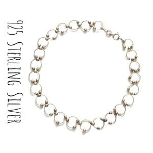 925 Sterling Silver Bracelet Anklet Circles Bali Design Style Large ~ 10"
